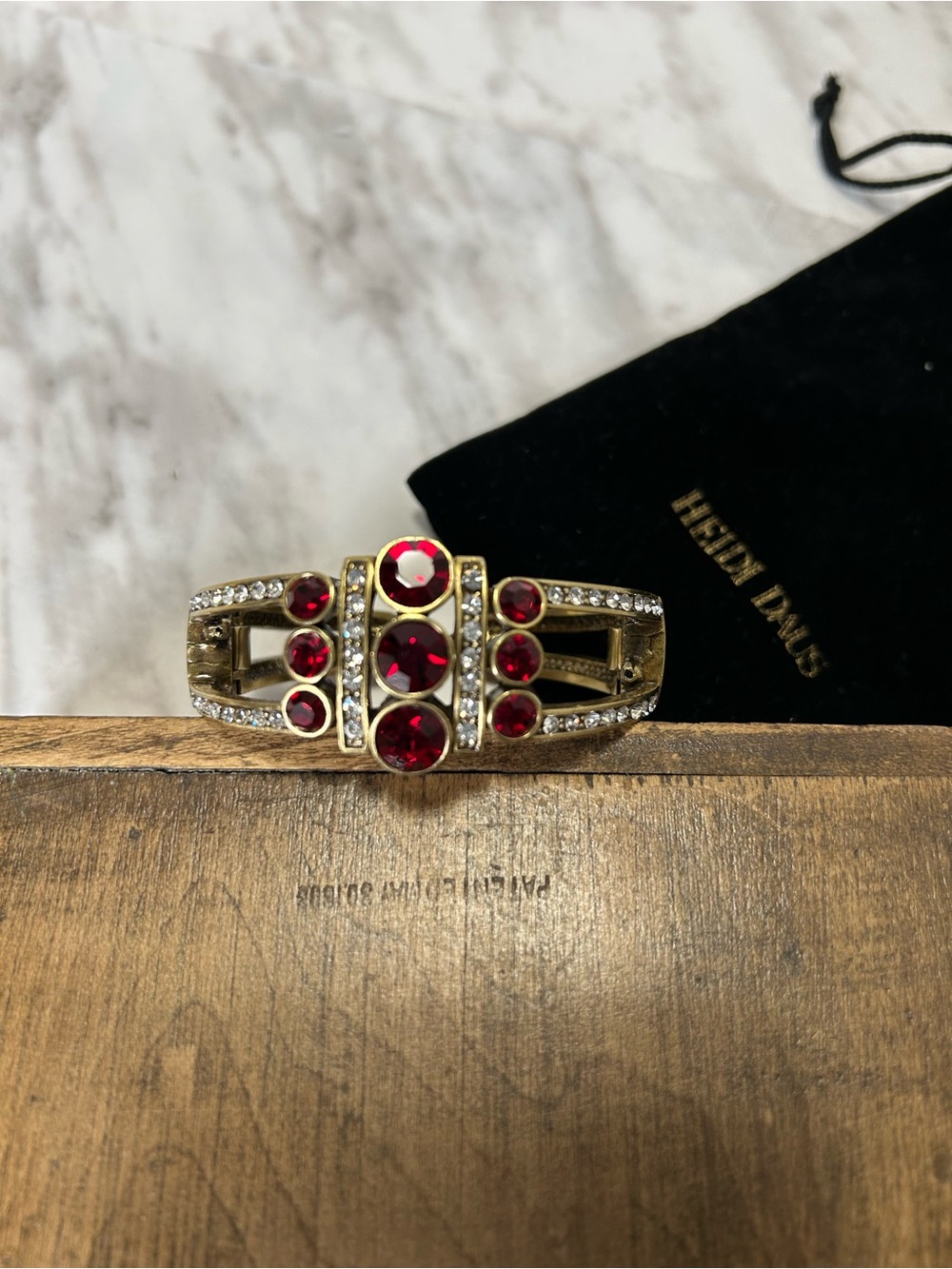 HEIDI DAUS Gold-Tone Bracelet with Red and Clear Crystals
